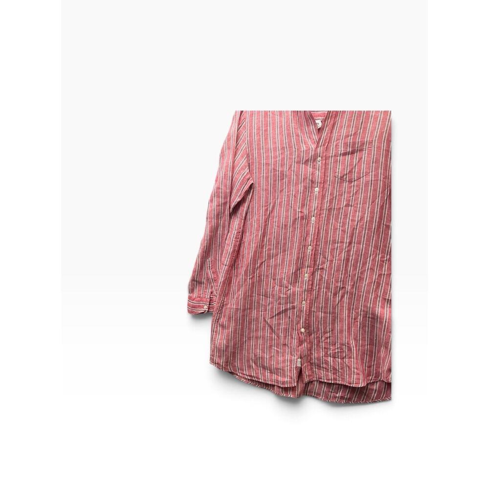 Frank & Eileen Women’s Size M Red/White/Blue Striped Linen Collared Tunic - Picture 4 of 13